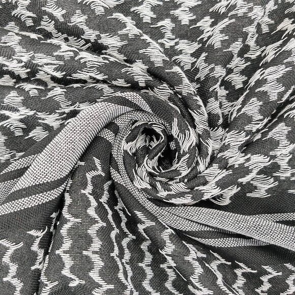 Men's Black/White Military Shemagh Tactical Desert Cotton Keffiyeh Scarf Wrap - Picture 5 of 7